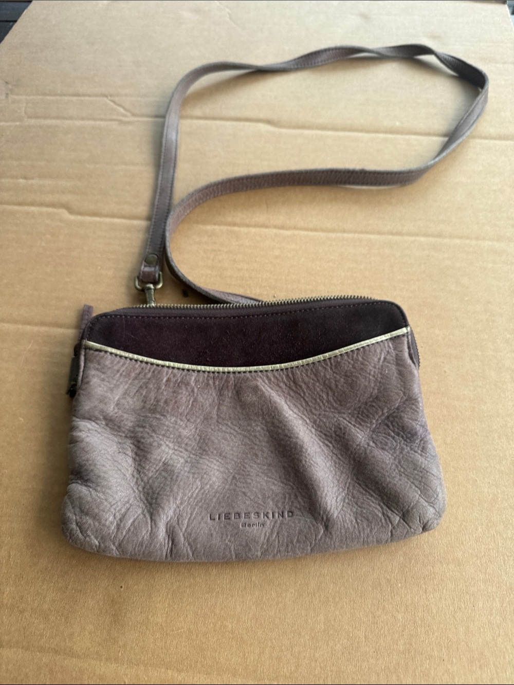 Liebeskind Two-Tone Taupe and Dark Brown Leather Crossbody